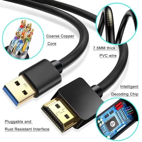 AKWOR USB to HDMI Adapter Cable 2m (6.6ft) | Connect Laptop to Monitor thumbnail 5