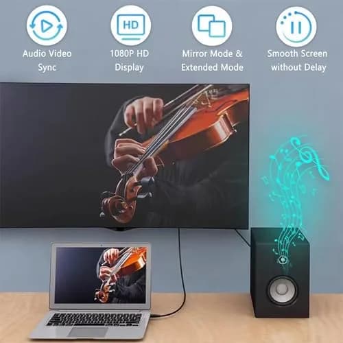 AKWOR USB to HDMI Adapter Cable 2m (6.6ft) | Connect Laptop to Monitor thumbnail 3