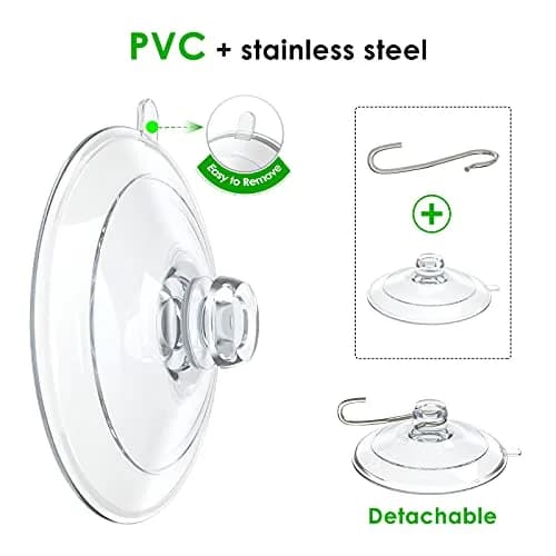 Hangerspace Suction Cup Hooks, 12 Pack | Clear PVC & Stainless Steel, Reusable, Waterproof, 2 Large, 6 Medium, 4 Small thumbnail 5