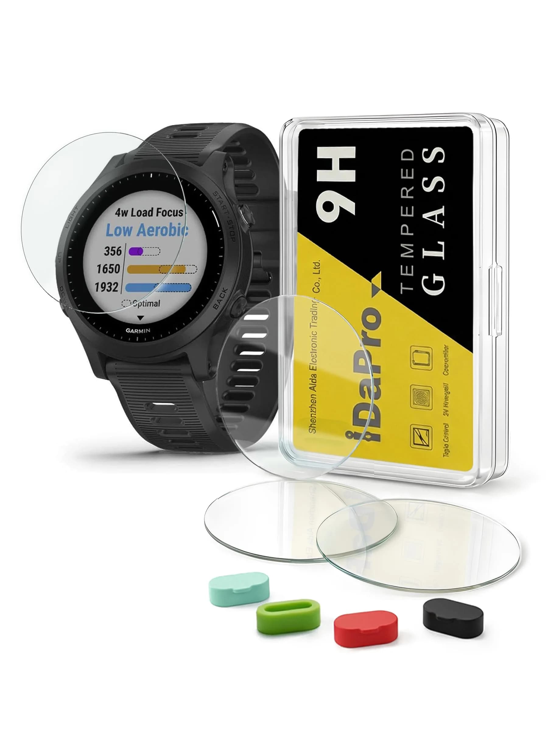 iDaPro 4 Pack Tempered Glass Screen Protector for Garmin Forerunner 945 Smartwatch | 9H Hardness, Anti-Scratch, Bubble-Free