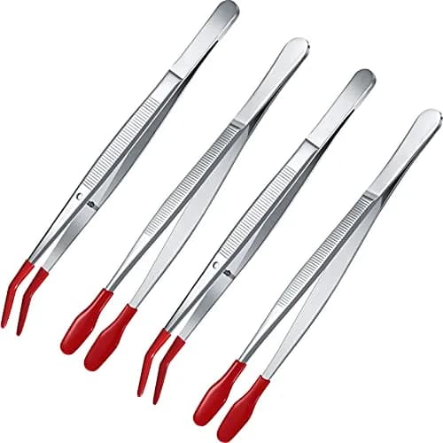 Honoson Rubber Tipped Tweezers PVC Silicone Tip 12cm & 15cm | Non-Slip, Safe for Jewelry & Lab Use thumbnail 1