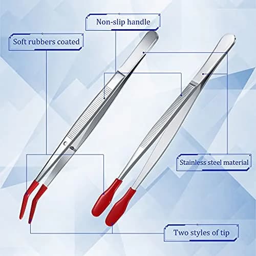 Honoson Rubber Tipped Tweezers PVC Silicone Tip 12cm & 15cm | Non-Slip, Safe for Jewelry & Lab Use thumbnail 6