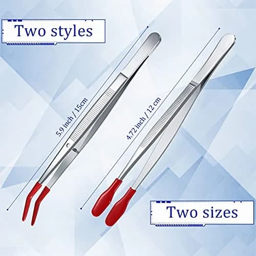 Honoson Rubber Tipped Tweezers PVC Silicone Tip 12cm & 15cm | Non-Slip, Safe for Jewelry & Lab Use thumbnail 2