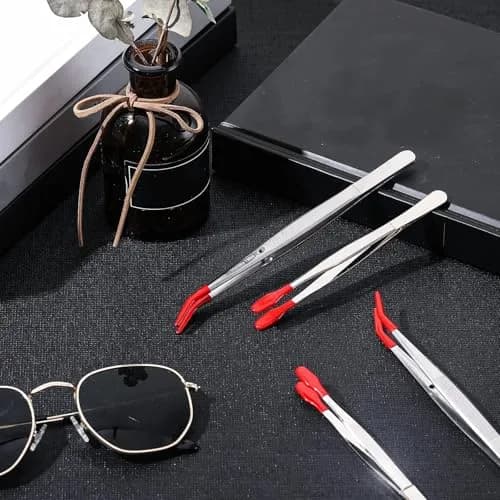 Honoson Rubber Tipped Tweezers PVC Silicone Tip 12cm & 15cm | Non-Slip, Safe for Jewelry & Lab Use thumbnail 3