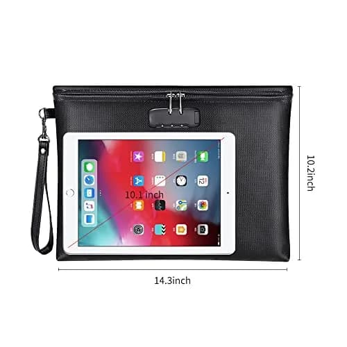 ZOOPIP Fireproof Document Bag with Lock, Waterproof Money Pouch 36.7cm x 25.9cm (14.3"x10.2") | SGS Certified Silicone Coated Fiberglass thumbnail 6