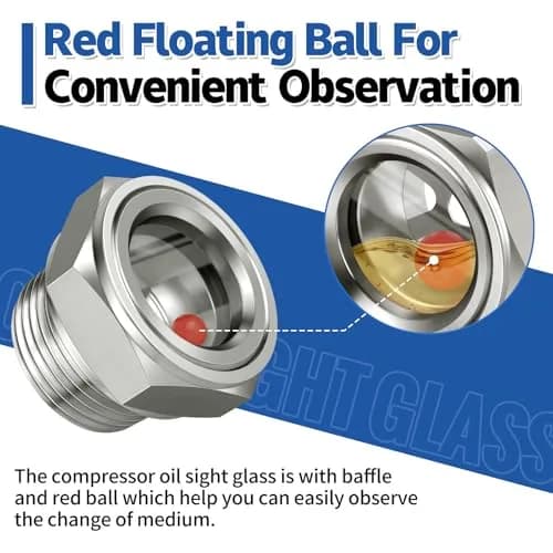 Boltigen 3/4" NPT Male Hex Head Stainless Steel Oil Sight Glass Liquid Level Gauge | 800 PSI Pressure Rated thumbnail 6