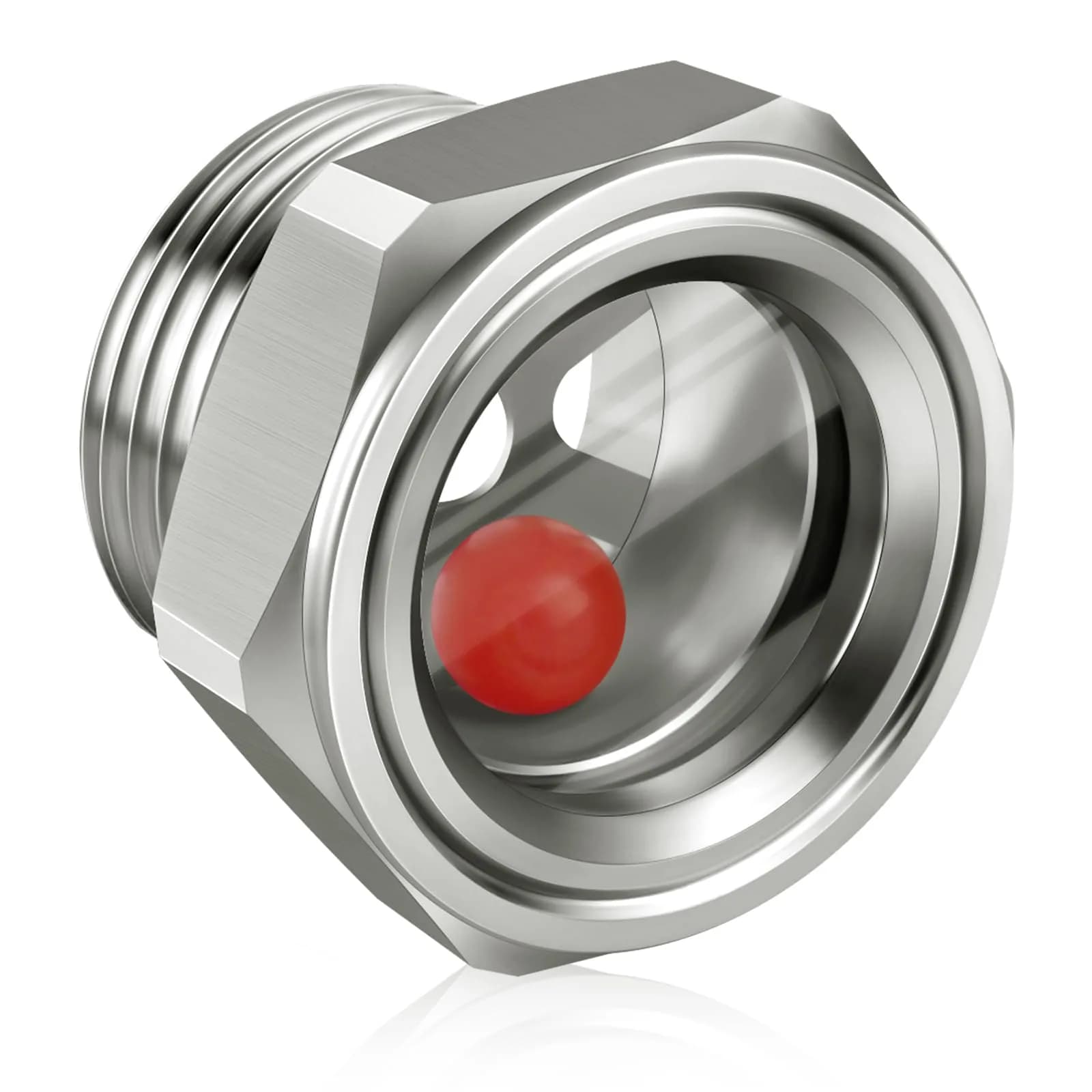 Boltigen Stainless Steel Oil Sight Glass 1/2 NPT Male Hex Head | Pressure Rated 800 PSI — 1 inch