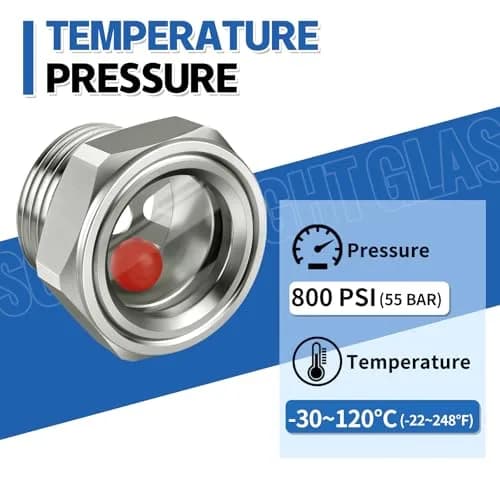 Boltigen 1'' NPT Stainless Steel Oil Sight Glass Liquid Level Gauge | Hex Head Indicator Window for Air Compressors & Hydraulic Tanks thumbnail 7