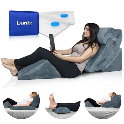 Lunix LX5 4pc Orthopedic Bed Wedge Pillow Set for Abdominal Surgery Recovery | Semi-Upright Position Support thumbnail 1