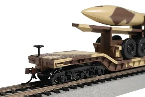 Bachmann Trains 52' Center Depressed Flat Car Camouflage - Missile HO Scale | Highly Detailed Painted Body with Precision Graphics thumbnail 7