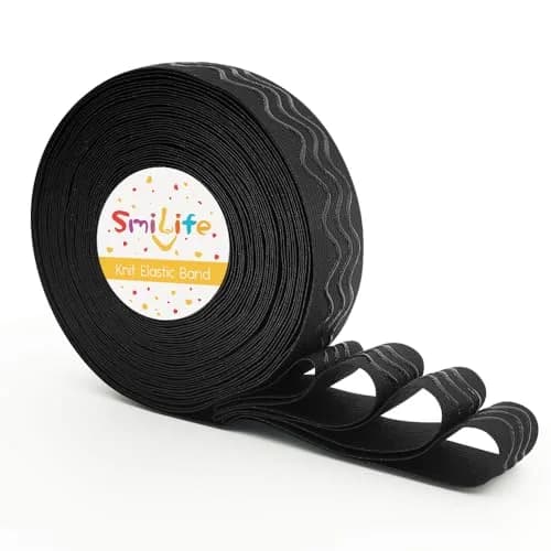 SmiLife Silicone Gripper Elastic for Clothing, Black, 1.1 in x 12 yd | Slip-Resistant, Durable, Customizable thumbnail 1