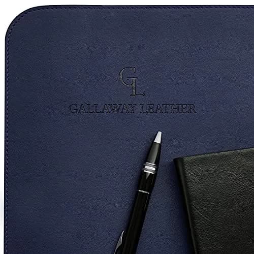 GALLAWAY LEATHER Large Navy Blue Desk Mat 36" x 17" | Elegant PU Leather Office Desk Cover thumbnail 5