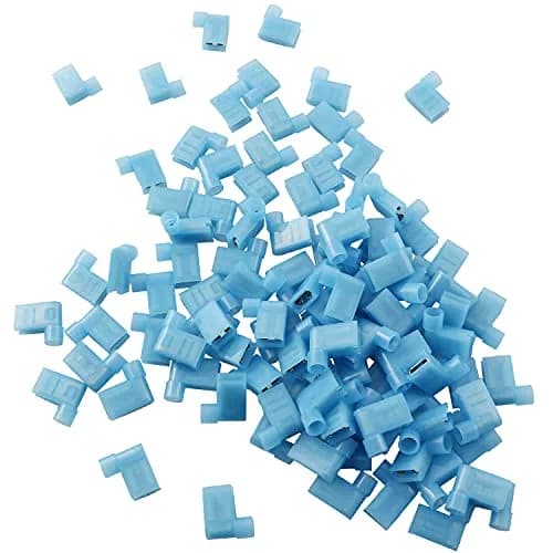 Longdex Blue Flag Spade Connector 100PCS 16-14AWG (1.5-2.5 sq mm) | Right Angle L-Shape Crimp Terminal thumbnail 1