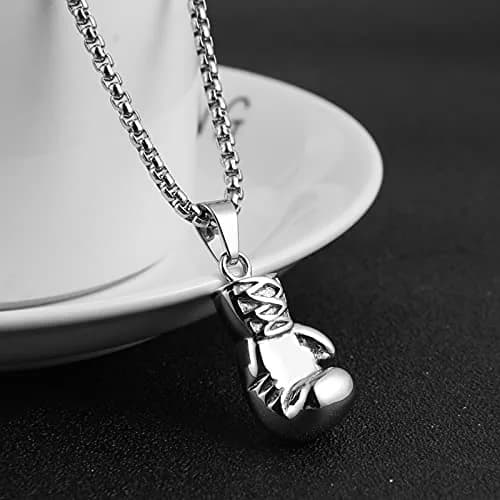 HZMAN Boxing Glove Bible Verse Pendant Necklace with Chain, 2.5cm Pendant, 22+2 Inch Chain thumbnail 5