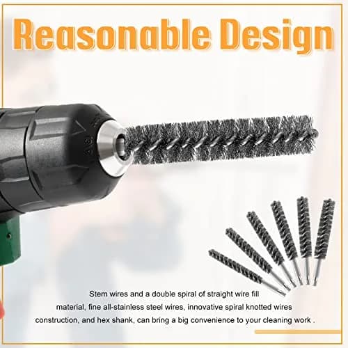 Geiserailie 6 Pcs Stainless Steel Bore Brush Set 0.8-1.9 cm | For Power Drills & Deburring thumbnail 5