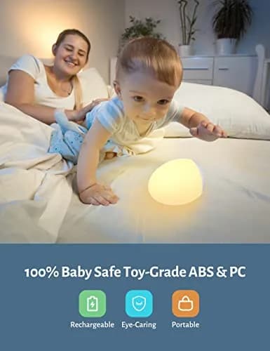JolyWell Night Light for Kids 7 Colors Dimmable BPA Free Rechargeable | Baby Nursery Light thumbnail 3