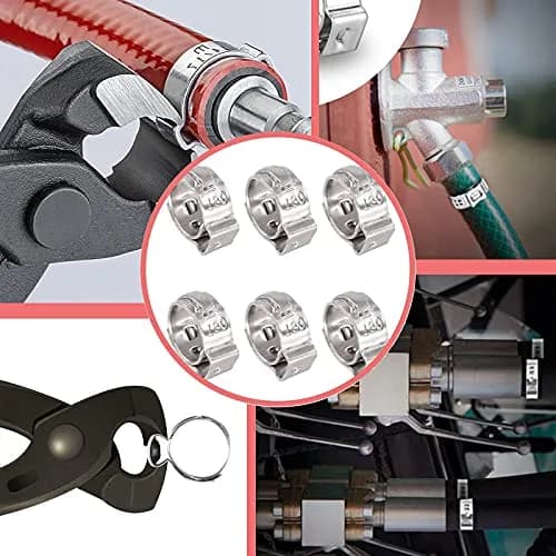 Alfykym Single Ear Hose Clamps Assortment Kit 6mm-28.5mm (131 Pcs) | Stainless Steel Cinch Rings with Pincer thumbnail 5
