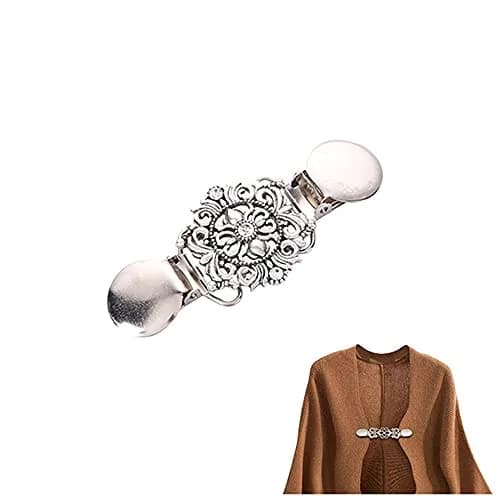 Vingol Vintage Metal Pattern Clothing Clip 11cm x 2.5cm | Durable Silver Buckle for DIY & Clothing thumbnail 1