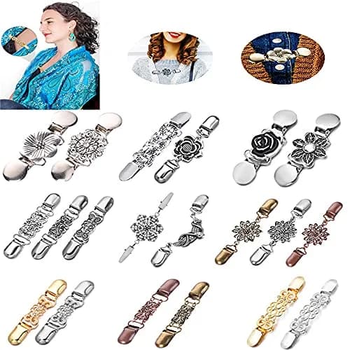 Vingol Vintage Metal Pattern Clothing Clip 11cm x 2.5cm | Durable Silver Buckle for DIY & Clothing thumbnail 2