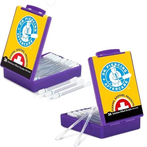 DR. PIERCING AFTERCARE Liquid-Filled Swabs 72 Count | Saline & Aloe Vera for Ear, Nose & Body Piercings thumbnail 1