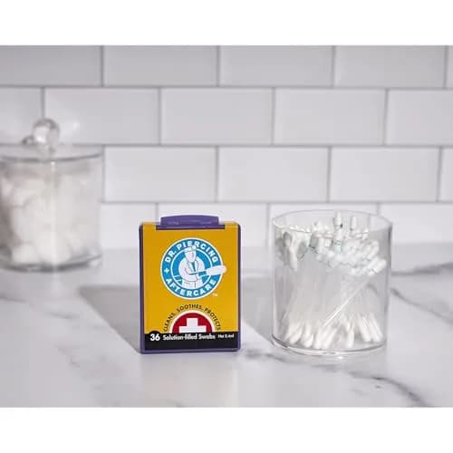 DR. PIERCING AFTERCARE Liquid-Filled Swabs 72 Count | Saline & Aloe Vera for Ear, Nose & Body Piercings thumbnail 5
