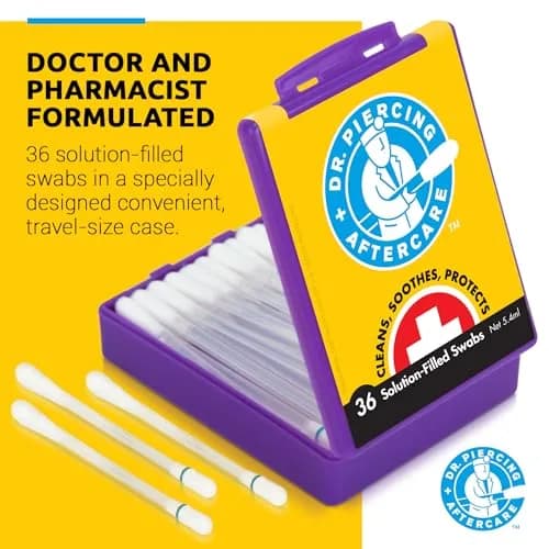 DR. PIERCING AFTERCARE Liquid-Filled Swabs 72 Count | Saline & Aloe Vera for Ear, Nose & Body Piercings thumbnail 3