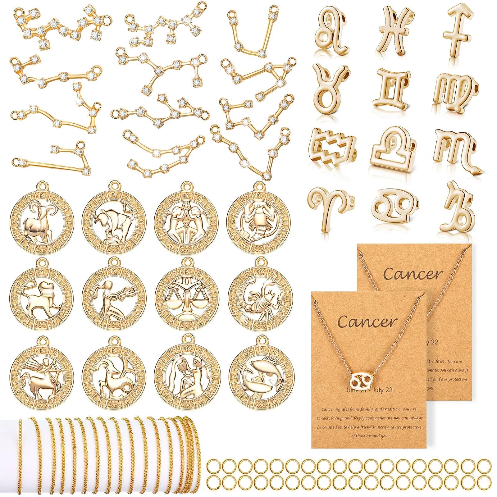 Hicarer Zodiac Charms Set 126 pcs | Jewelry DIY Kit for Indian Creators