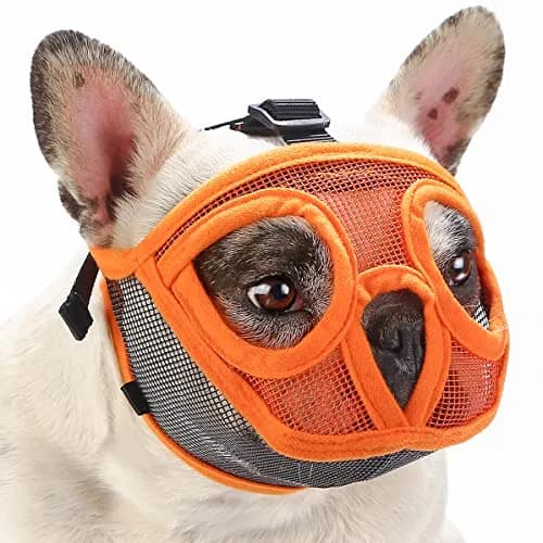 BARKLESS Short Snout Muzzle for French Bulldog, Shih Tzu, Soft Mesh, 18-20.5in | Breathable, Adjustable, Safe thumbnail 1