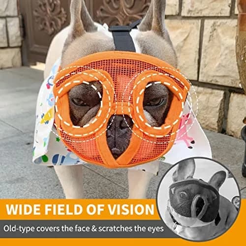 BARKLESS Short Snout Muzzle for French Bulldog, Shih Tzu, Soft Mesh, 18-20.5in | Breathable, Adjustable, Safe thumbnail 6