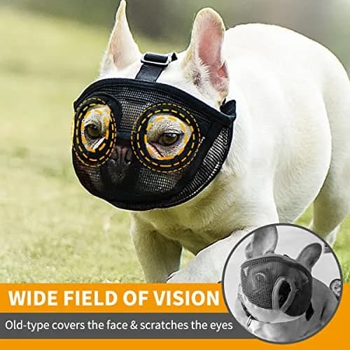 BARKLESS Short Snout Muzzle for French Bulldog, Shih Tzu, Soft Mesh Muzzle - Small (Head 15-17.5in / 38-45cm) thumbnail 6