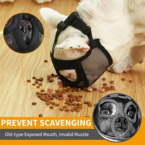 BARKLESS Short Snout Muzzle for French Bulldog, Shih Tzu, Soft Mesh Muzzle - Small (Head 15-17.5in / 38-45cm) thumbnail 3