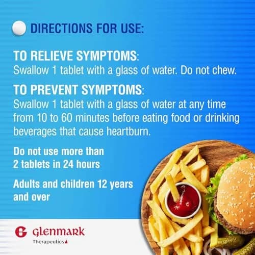 Glenmark Therapeutics Famotidine Tablets 10 mg | Acid Reducer for Heartburn Relief, 90 Count thumbnail 5
