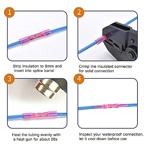 Qizpcer Clear Heat Shrink Butt Connectors 100 Pcs (26-24 AWG) | Waterproof Marine Grade Electrical Splice thumbnail 4