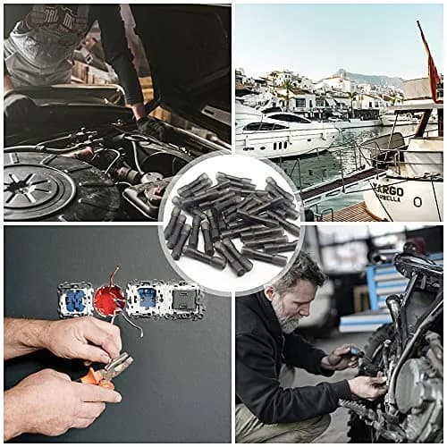 Qizpcer Black Heat Shrink Butt Connectors 50Pcs 14-12 AWG (2.5-4 mm²) | Waterproof Marine Grade Crimp Wire Splices thumbnail 6