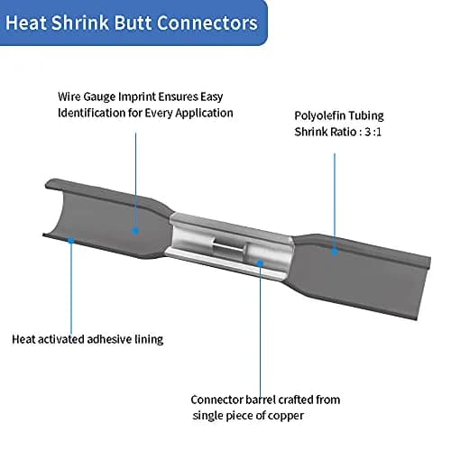 Qizpcer Black Heat Shrink Butt Connectors 50Pcs 14-12 AWG (2.5-4 mm²) | Waterproof Marine Grade Crimp Wire Splices thumbnail 3