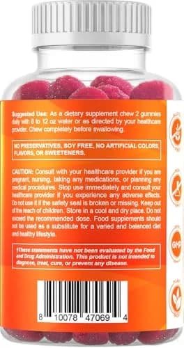 Vitamatic Magnesium Citrate Gummies 600 mg | Vegan Raspberry Flavor | 60 Gummies thumbnail 8