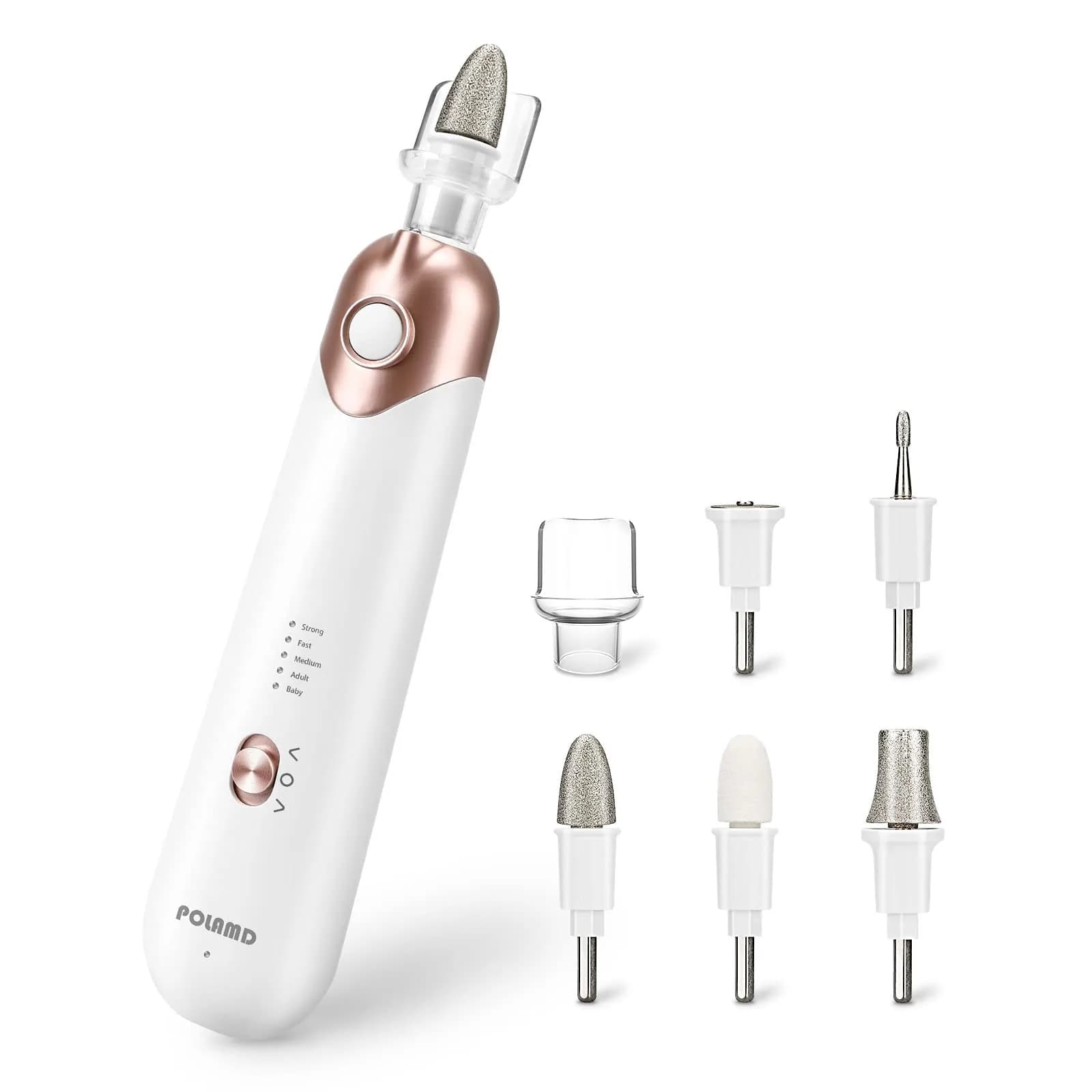 POLAMD Professional Electric Nail Drill Machine White | 5 Speeds Cordless Hand Foot Care Tool - main product image