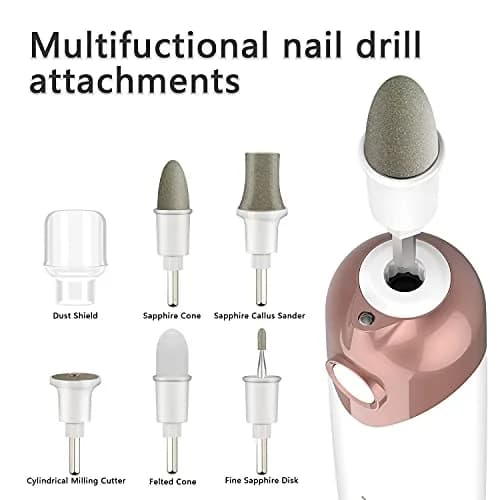 POLAMD Professional Electric Nail Drill Machine White | 5 Speeds Cordless Hand Foot Care Tool thumbnail 8