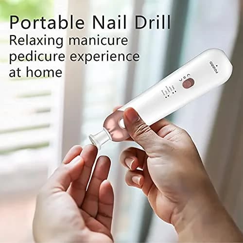 POLAMD Professional Electric Nail Drill Machine White | 5 Speeds Cordless Hand Foot Care Tool thumbnail 9