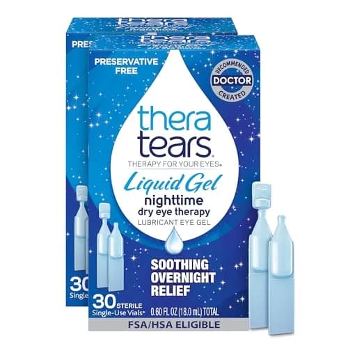 TheraTears Liquid Gel Nighttime Eye Drops 30 Count (1.2 Fl Oz) | Preservative-Free Overnight Relief thumbnail 1