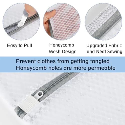 Vivifying XL Large Mesh Laundry Bags 2 Pack 20 x 24 Inches | Honeycomb Mesh Wash Bags for Delicates, Sweaters, Blankets (White) thumbnail 3