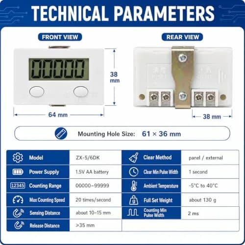 JAMIT Digital Counter for Knitting Machine, LCD 0-99999 5-Digit Tally Counter with Magnetic Proximity Switch Sensor | Automatic Counting thumbnail 6