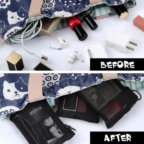 Frienda 10 Pcs Small Mesh Bags with Zipper, 12.7cm x 10.16cm (5" x 4") | Reusable Nylon Cosmetic Pouch with Keychain thumbnail 5