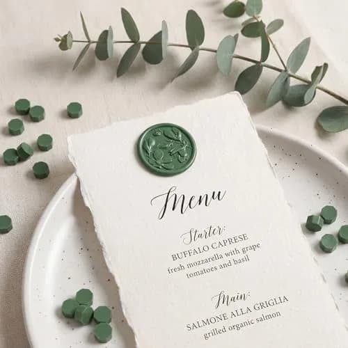UNIQOOO Dark Olive Green Sealing Wax Beads, 540 Pcs | Perfect for Wedding Invitations & Crafts thumbnail 4