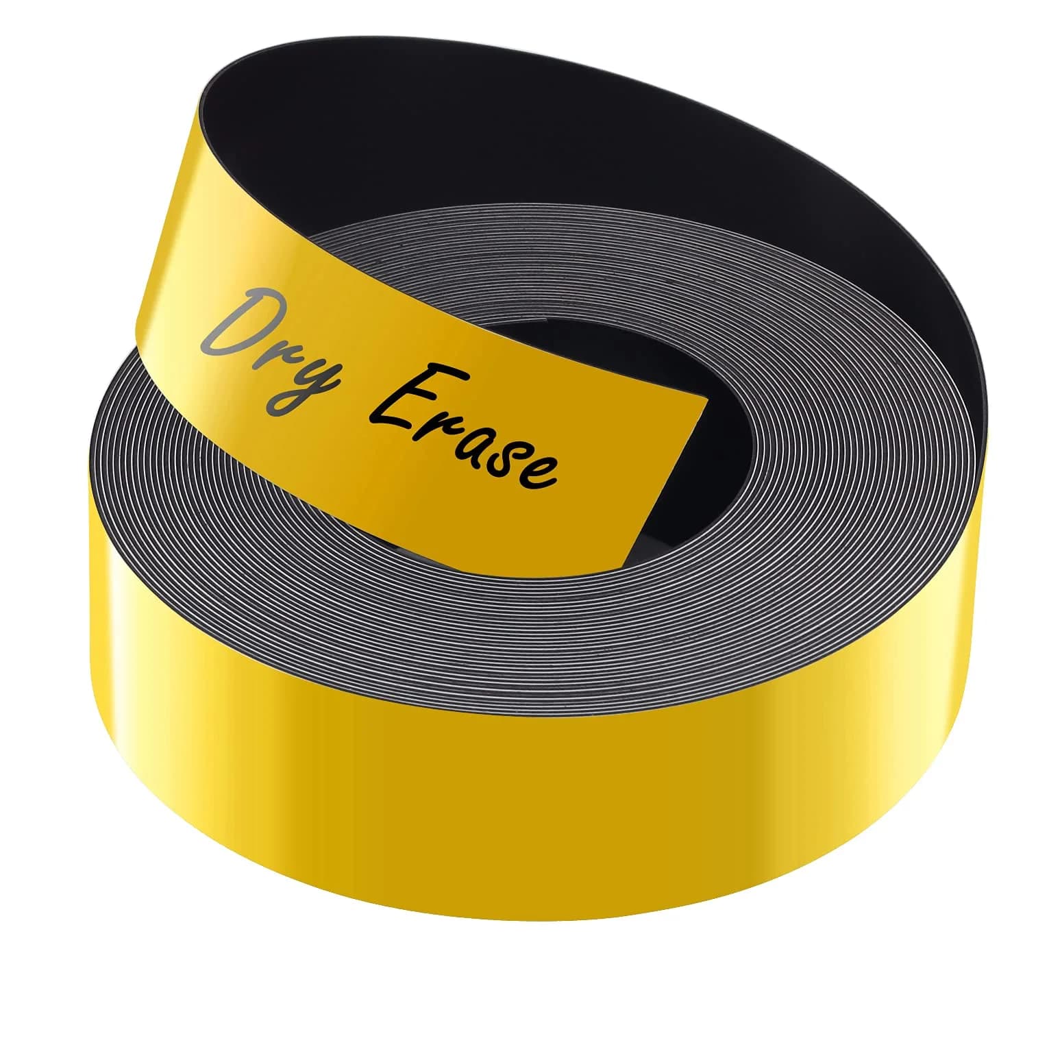 LLPT Dry Erase Magnetic Label Strips 1" x 26 Ft (30.48 cm x 7.93 m) Green | Reusable & Mess-Free Organization — Yellow