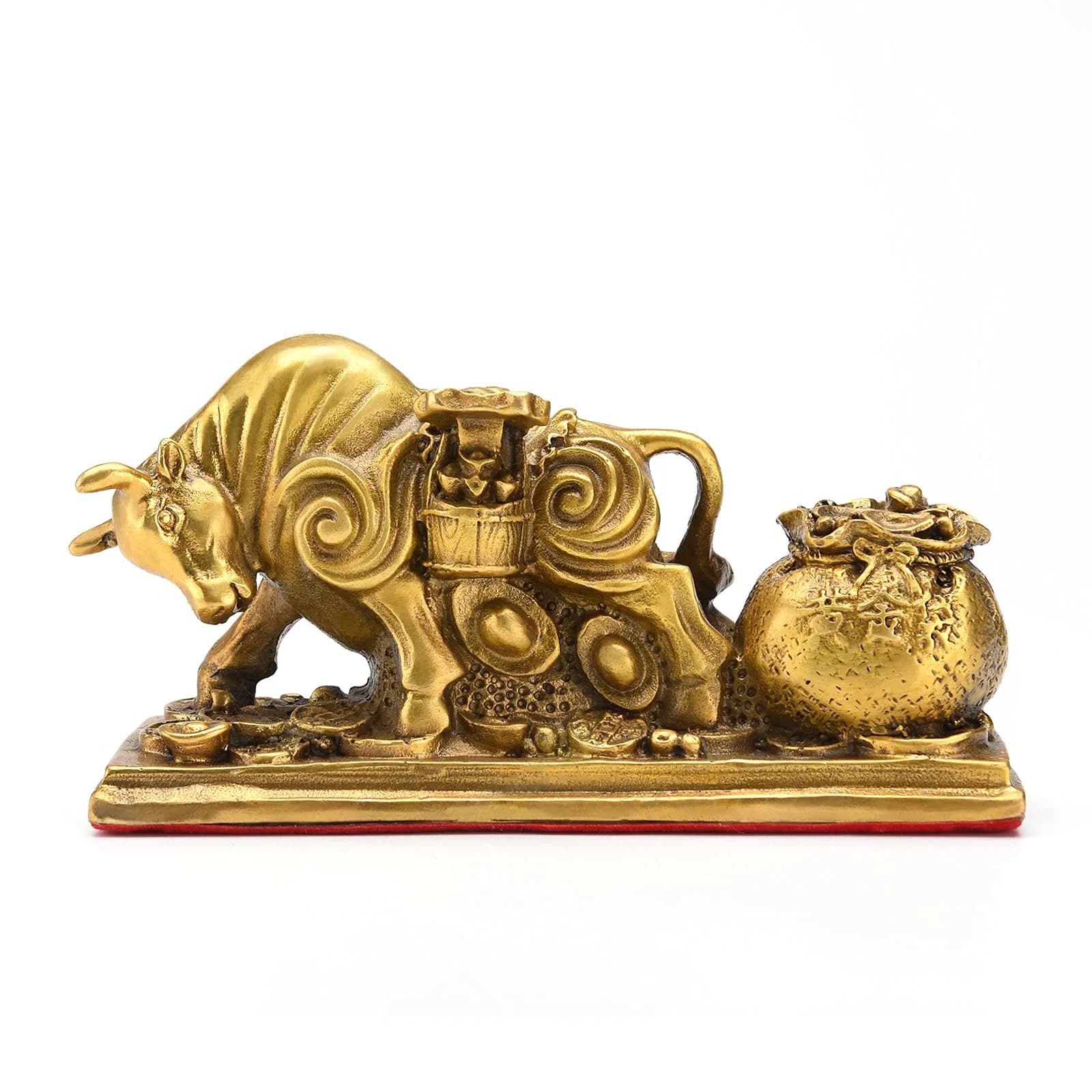 BRASSTAR Gold Resin Feng Shui Bull Statue 13.5cm (5.3in) | Attracts Wealth & Fortune — Gold