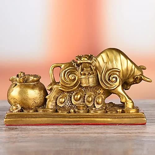 BRASSTAR Brass Feng Shui Bull Statue 13.5cm (5.3in) | Wealth & Success Symbol thumbnail 4