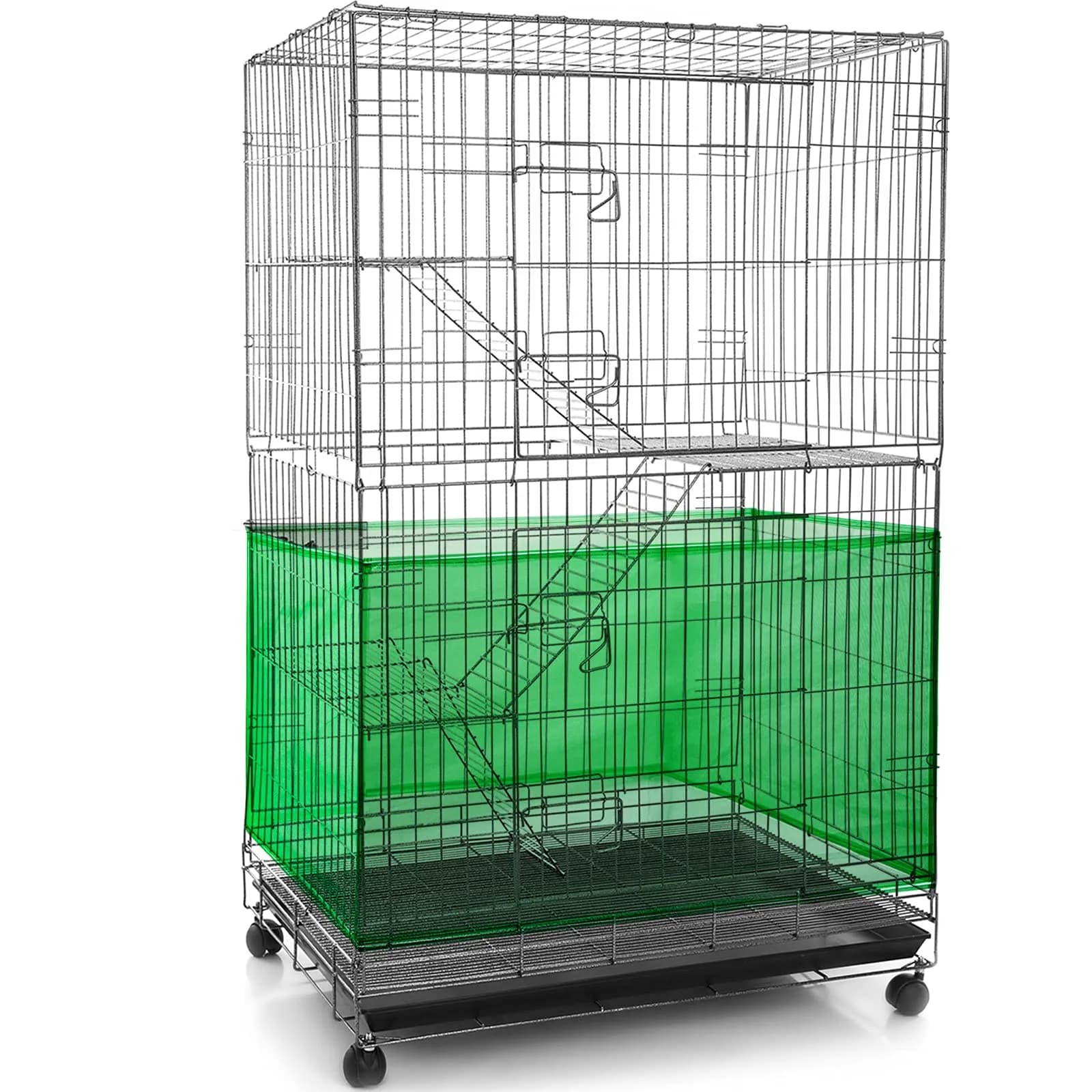 Shappy Black Bird Cage Net Cover Seed Catcher 152 x 100 cm | Breathable Mesh for Cleanliness — Green