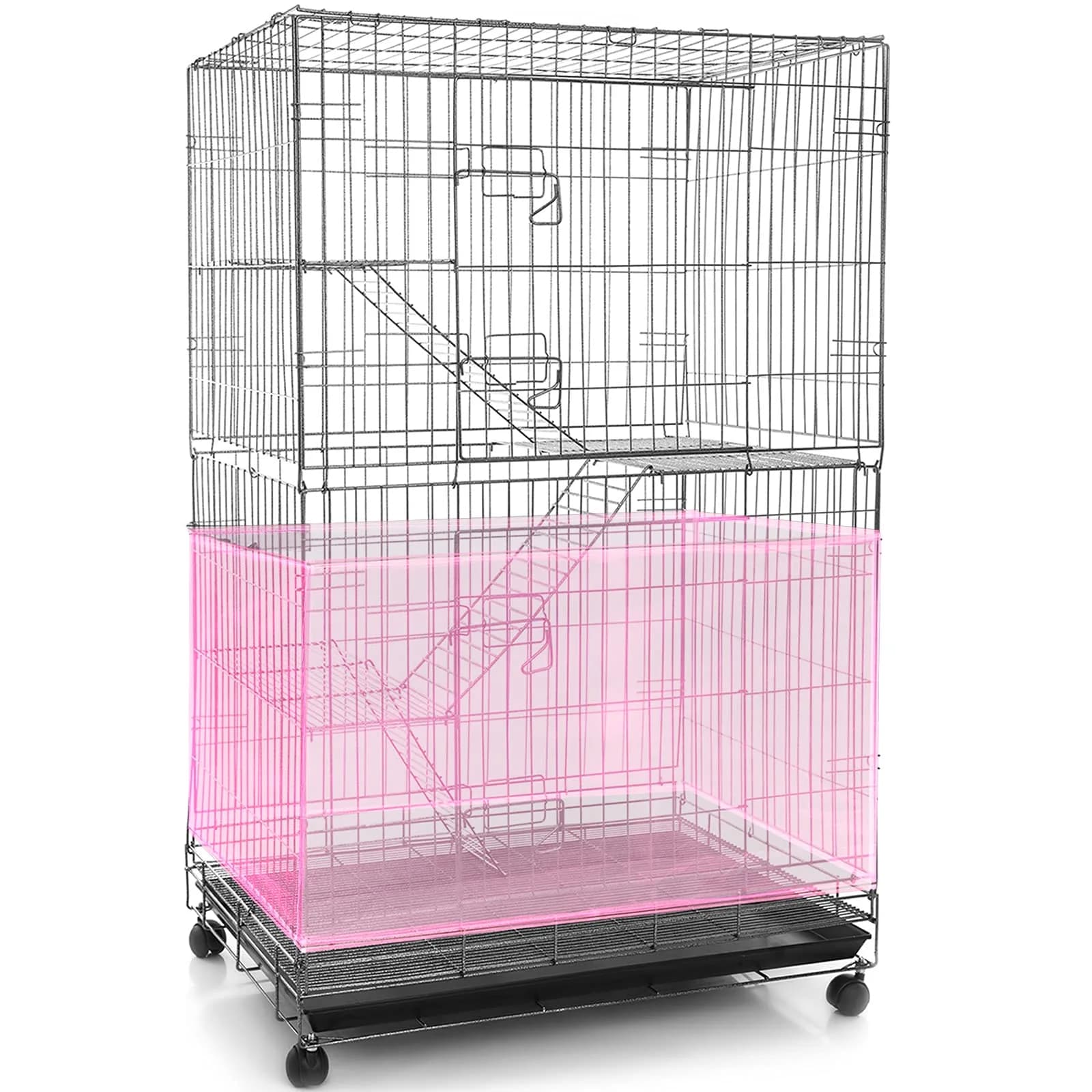 Shappy Bird Cage Seed Catcher Net 300cm (118 Inch) Light Pink | Adjustable Mesh for Medium/Small Cages