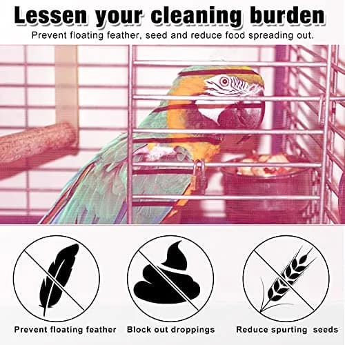 Shappy Bird Cage Seed Catcher Net 300cm (118 Inch) Light Pink | Adjustable Mesh for Medium/Small Cages thumbnail 5